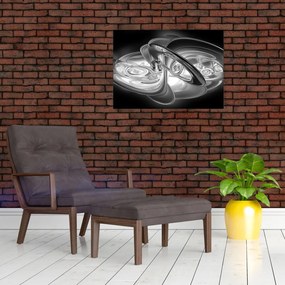 Obraz na szkle - nowoczesna szara abstrakcja (70x50 cm)
