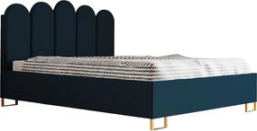 Łóżko tapicerowane MALAGA, wezgłowie, obicie KRONOS, pojemnik na pościel, podnośnik gazowy, wysokość spania 39 cm, 120x200 cm, Morelowy