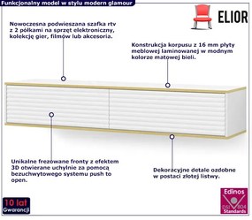 Biała podwieszana frezowana szafka rtv - Vanilia 3X