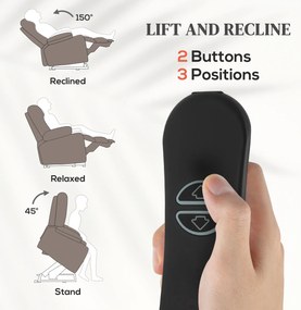 HOMCOM Fotel telewizyjny z masażem i funkcją ogrzewania, elektryczny fotel z funkcją podnoszenia, pilot, boczne kieszenie, Jasnobrązowy