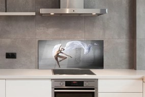 Szklany Panel Taniec z Białą Tkaniną