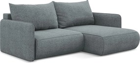 Narożnik prawostronny z funkcją spania - z tkaniny szenilowej - jeans - NANEA