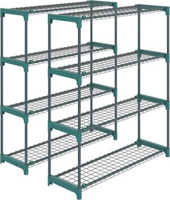 Outsunny Zestaw 2 stojaków na rośliny, 4-poziomy, 104 cm wysokości, stojak na kwiaty do wnętrz i na zewnątrz, stal, ciemnozielony | Aosom PL
