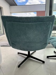 Fotel Obrotowy Wypoczynkowy do salonu niebieski, z podnóżkiem, FW12