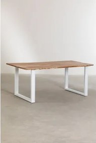 Prostokątny Stół Jadalny Z Drewna Pochodzącego Z Recyklingu (180x100 Cm) W Stylu Sami Biała - Sklum