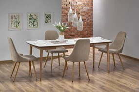 BARRET stół biały dąb lefkas 4/8 osobowy, prostokątny, rozkładany, drewno