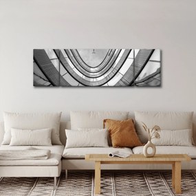 Obraz - Samolot nad budynkiem (170x50 cm)