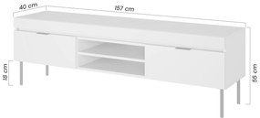 Szafka RTV Sentia 157 na metalowych nogach - czarny / czarny