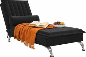 Aksamitny czarny szezlong z masującą poduszką Beluso 3XL3-A06