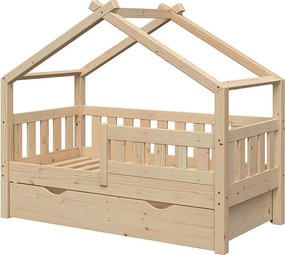 Łóżko domowe naturalne drewno 147.6x77x127.9 design