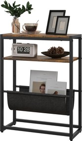 HOMCOM Stolik boczny, stolik kawowy z 3-stopniowymi półkami, półka na czasopisma w kształcie V 43 x 18 x 56 cm, rustykalny brąz | Aosom PL