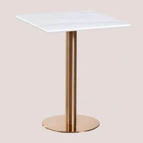 Kwadratowy Stolik Barowy Z Marmuru Cosmopolitan Biały Marmur Guangxi & ↔︎ 60 Cm & Różowe Złoto - Sklum
