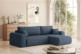 Uniwersalny narożnik z funkcją spania, do salonu, Capri L VERITA - ciemnoniebieski