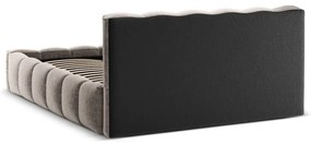 Jasnobrązowe tapicerowane łóżko dwuosobowe ze schowkiem i stelażem 200x200 cm Lupine – Micadoni Home