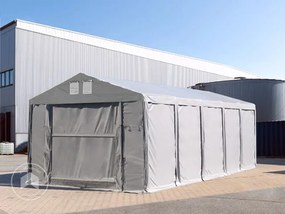 TOOLPORT 5x10m Namiot magazynowy - 3,6 m wysokość ścian bocznych z podciąganą do góry bramą, PVC 850, szary, ze statyką (podłoże betonowe) - (94022)