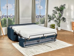 Kanapa 2-osobowa rozkładana typu express z tkaniny - Kolor: granatowy - Pow. spania: 120 cm - Materac 22 cm z pamięcią kształtu CALIFE
