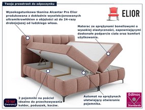 Jasnoróżowe łóżko tapicerowane z pojemnikiem 5 rozmiarów K5-P95