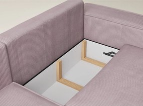 Fioletowy sztruksowy rozkładany/ze schowkiem narożnik (lewostronny/w kształcie litery L) Tonga – Maison de Rêve