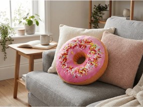 Poduszka dekoracyjna DONUT z polewą 38 cm, różowa