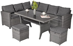 Zestaw mebli ogrodowych z narożnikiem i pufami Sztokholm Plus, grafitowy