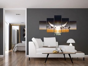 Obraz - Księżyc nad palmami (125x70 cm)