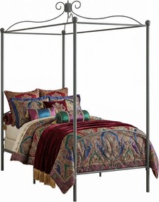 Szare metalowe łóżko z baldachimem 100x200 cm P8-A22