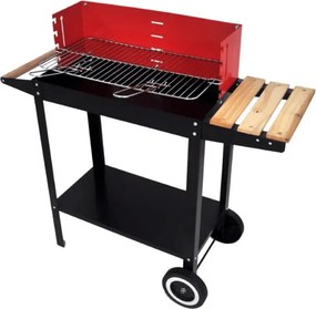 Grill ogrodowy na węgiel drzewny BBQ 87x35 cm, czarny/czerwony
