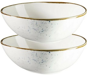 Mäser 2-częściowy zestaw owalnych misek PintarWhite niebieskie kropki 22 x 19 cm