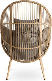 Fotel Ogrodowy z Podnóżkiem PORTLAND Kokon Wypoczynkowy Szary Nowoczesny Boho