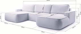Masseno Narożnik SOLO z funkcją spania i pojemnikiem na pościel Narozniki U, Rozkładana sofa - Czarny, GERRA 75