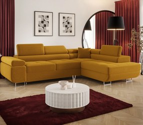 Żółty rozkładany narożnik sztruksowy A5-C99