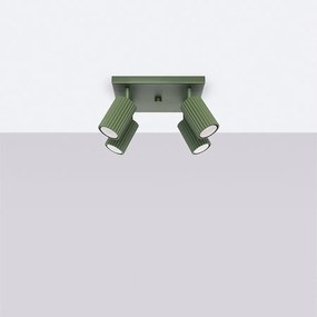 Lampa sufitowa minimalistyczny Gloow, aluminium - 4 źródło światła 4000K - L.25 x H.16.5 cm - zielony oliwkowy