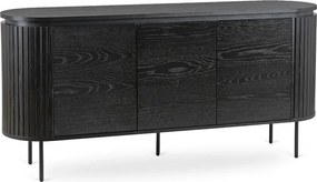 Komoda do Salonu BECK 160 cm Czarna Trzydrzwiowa Ryflowana Nowoczesna