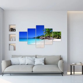 Obraz plaży na wyspie Praslin (125x70 cm)