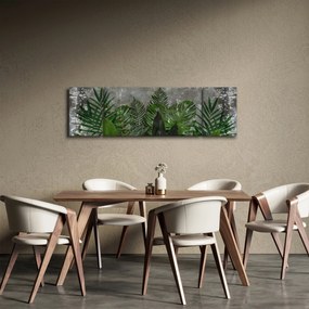 Obraz - Betonowa ściana z roślinami (170x50 cm)