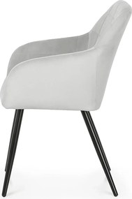 Zestaw 6 szarych welurowych krzeseł pikowanych S7-Z95