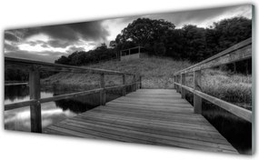 Szkło nad Blatem Molo nad Jeziorem w Czerni i Bieli