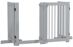 PawHut Bramka dla psa wolnostojąca 4 panele elastyczna drewno sosnowe jasnoszara | Aosom PL