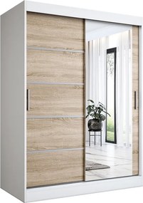 Szafa przesuwna 150 cm biel + dąb sonoma B9-L87