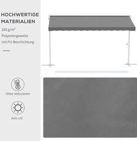 Outsunny markiza stojąca ogrodowa ze składanym ramieniem taras szara 4,5 x 3,4 m