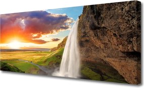 Obraz canvas na ścianę Rozświetlony Wodospad w Słońcu