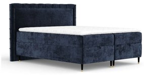 Ciemnoniebieskie łóżko boxspring ze schowkiem 160x200 cm Voyage – Maison de Rêve