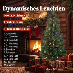 HOMCOM Sztuczna choinka, 120 cm, 100 LED, 131 końcówek, jagody, 2 kolory światła, pilot | Aosom PL