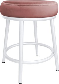 Taboret Ben tkanina Welur stelaż metalowy STOŁEK LOFT : Kolor Stelaża - Biały, Kolor tkaniny - VELVET - MG58, Typ tkaniny - Velvet