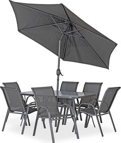 Zestaw mebli ogrodowych ze stołem 6 osób Nebraska, szary