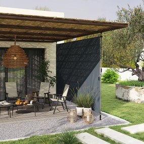 Outsunny Markiza balkonowa z ręczną korbką regulowana wysokość bez wiercenia 350 cm szerokości Ciemnoszary