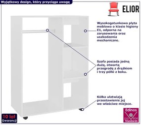 Biała komoda z drążkiem na ubrania i półkami - Zoio
