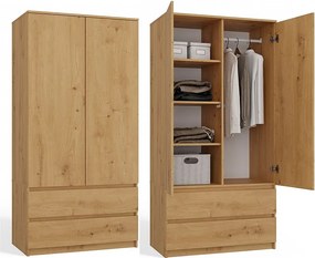 Szafa Malwa SS-90 | Dąb Artisan  | 90x50x180 cm | Nowoczesna Szafa Dwudrzwiowa