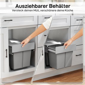 HOMCOM 31 l wysuwany pojemnik na odpady 15 l + 8 l x 2 z wyjmowanymi wiaderkami | Aosom PL
