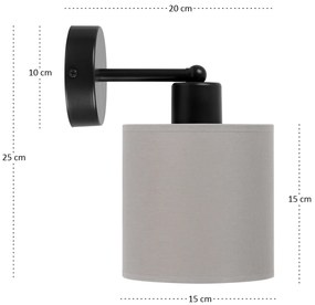 Czarny kinkiet LED z szarym abażurem WD-C-1010SC-GR jednopunktowy indu